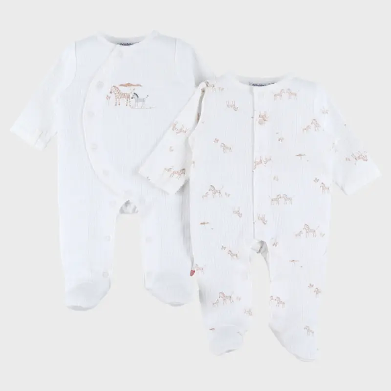 Lot de 2 pyjamas bébé en jersey – Mini Zèbres
