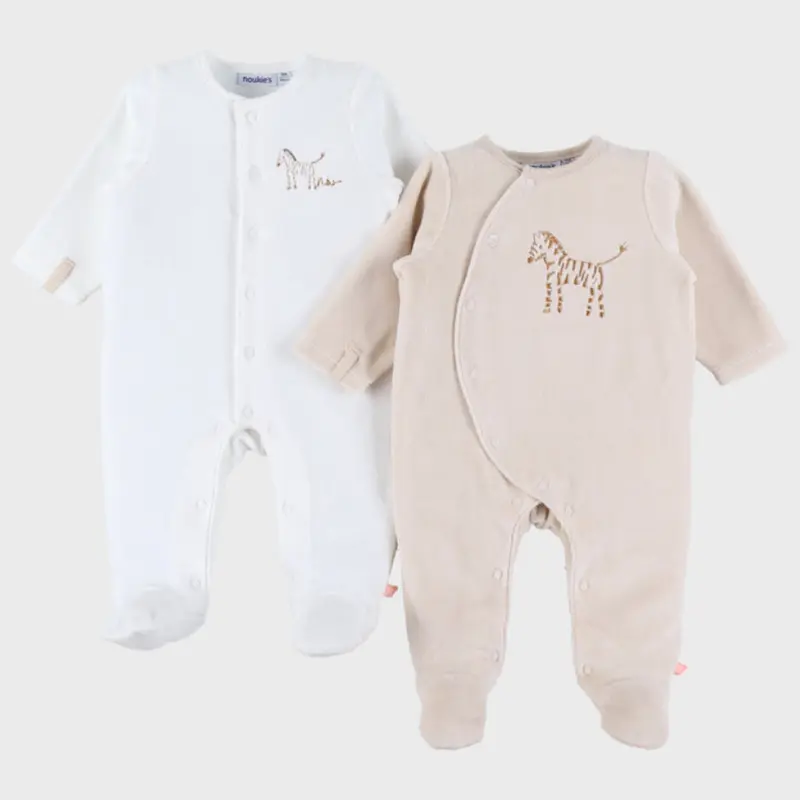 Lot de 2 pyjamas bébé en velours – Zèbres