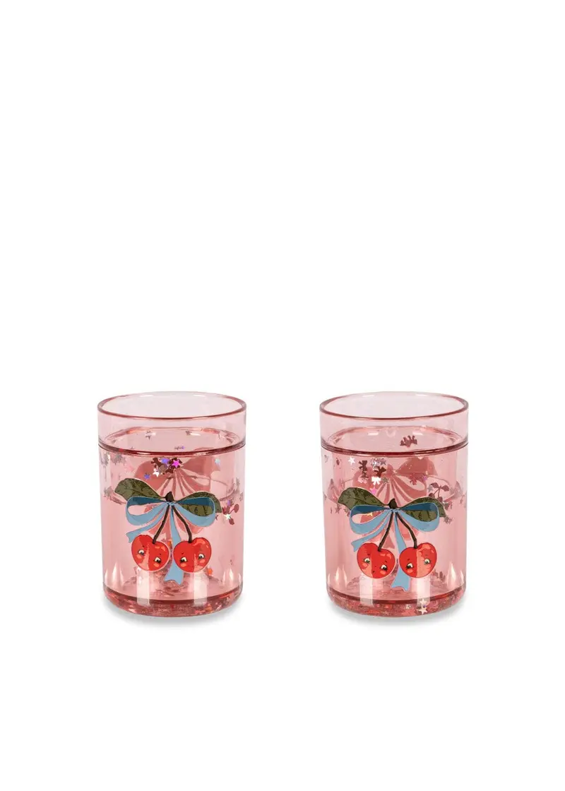 Lot de 2 verres à paillettes cherry bow - Konges Sløjd