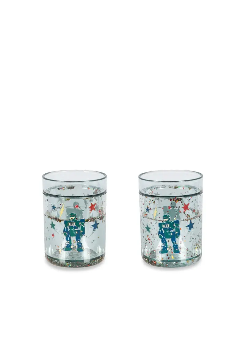 Lot de 2 verres à paillettes hero robot - Konges Sløjd