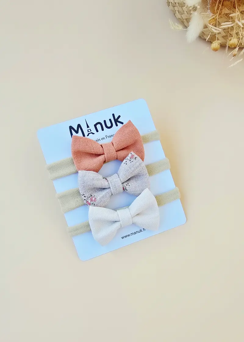 Lot de 3 bandeaux et barrettes pour bébé fille