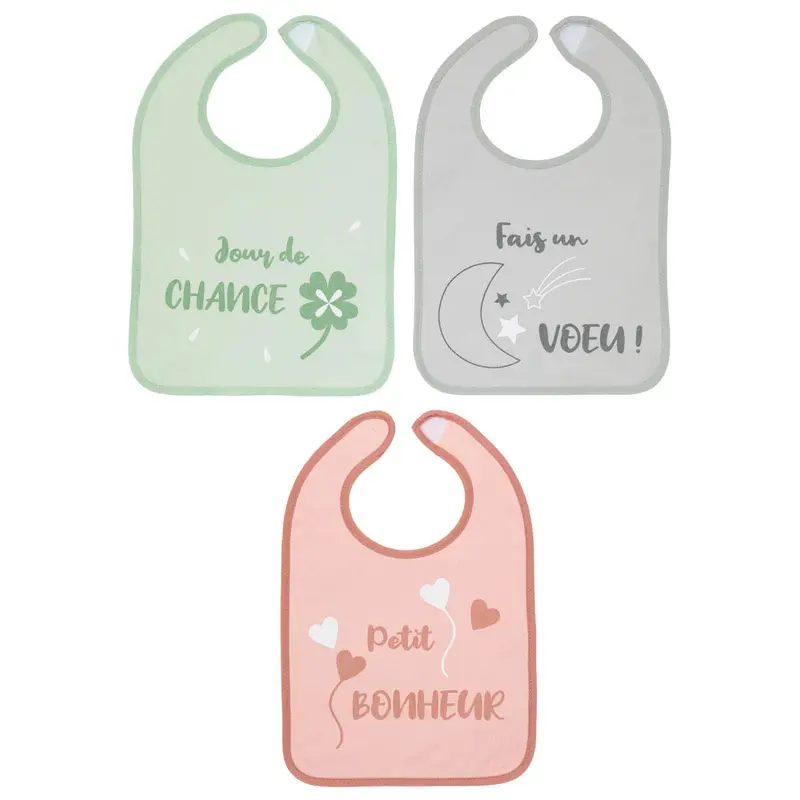 Lot de 3 bavoirs 6 mois 25x36 cm - Chance