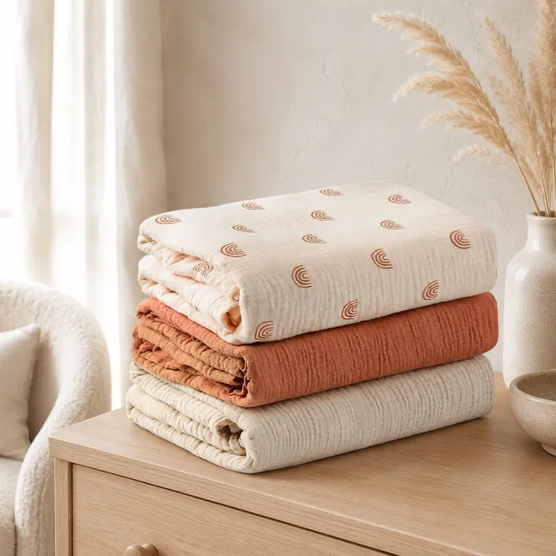 Lot de 3 Langes Bébé en Mousseline de Coton – 2 Tailles