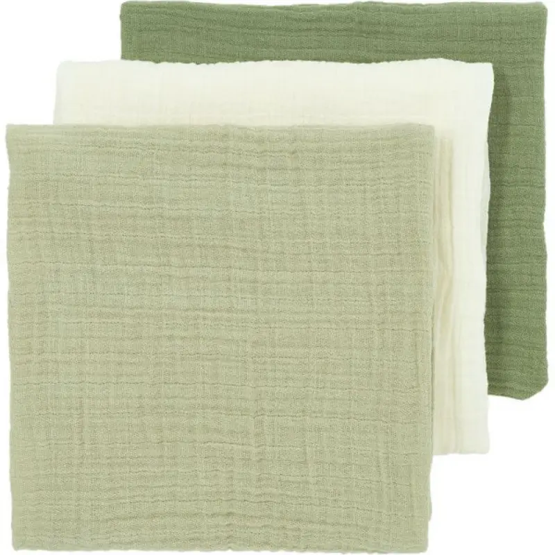 Lot de 3 langes olive green 70x70cm