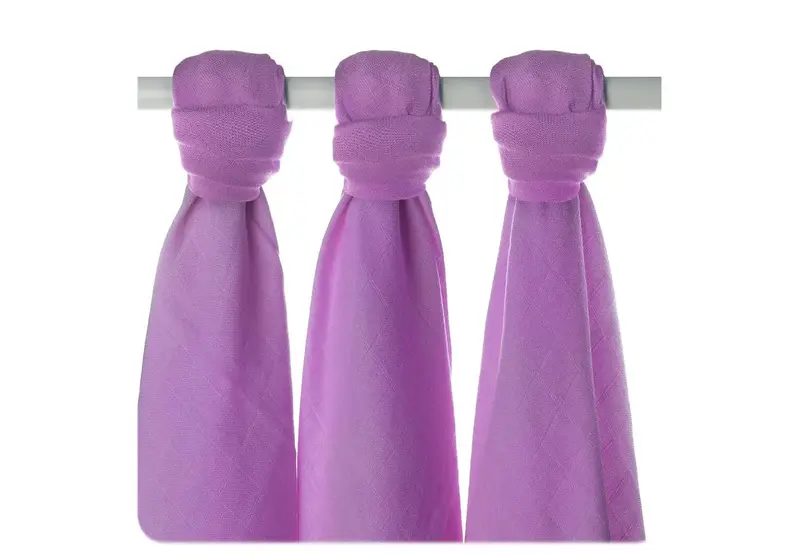 Lot de 3 mini-langes en mousseline de bambou XKKO - Lilas