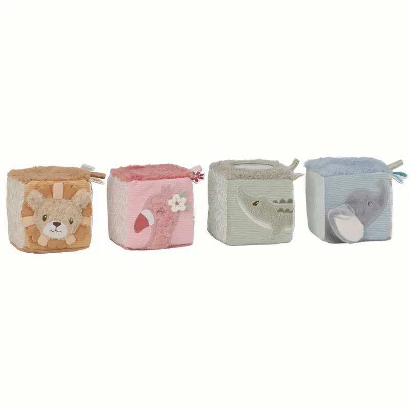 Lot de 4 cubes doux - Safari Friends - Little Dutch