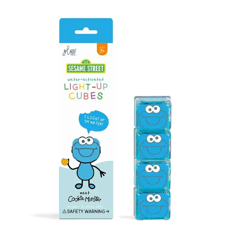 Lot de 4 cubes sensoriels lumineux pour le bain Glo Pals - Cookie monster