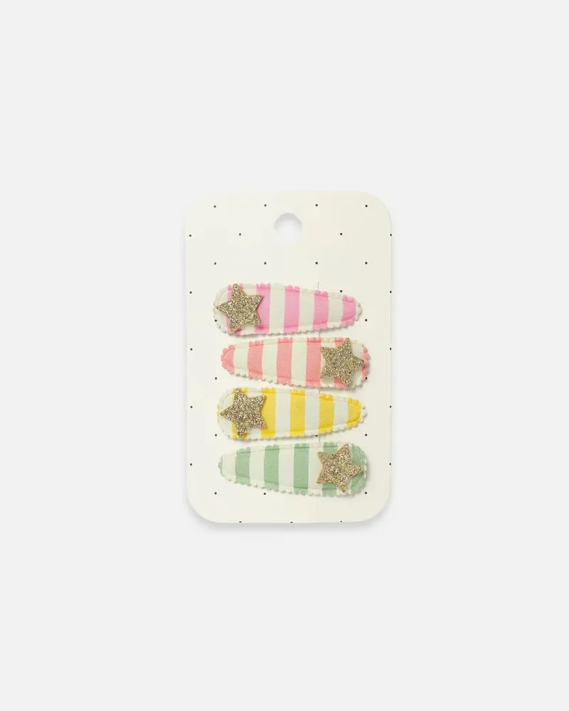 Lot de 4 pinces étoile en tissu rayé