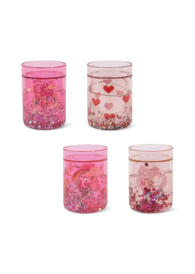 Lot de 4 verres à paillettes pink mix - Konges Sløjd