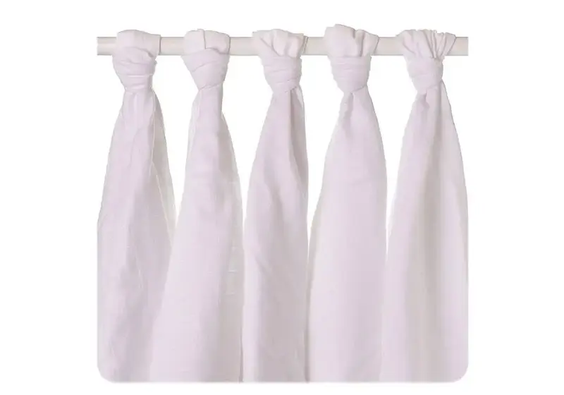Lot de 5 langes en coton bio blanc XKKO - 70x70cm