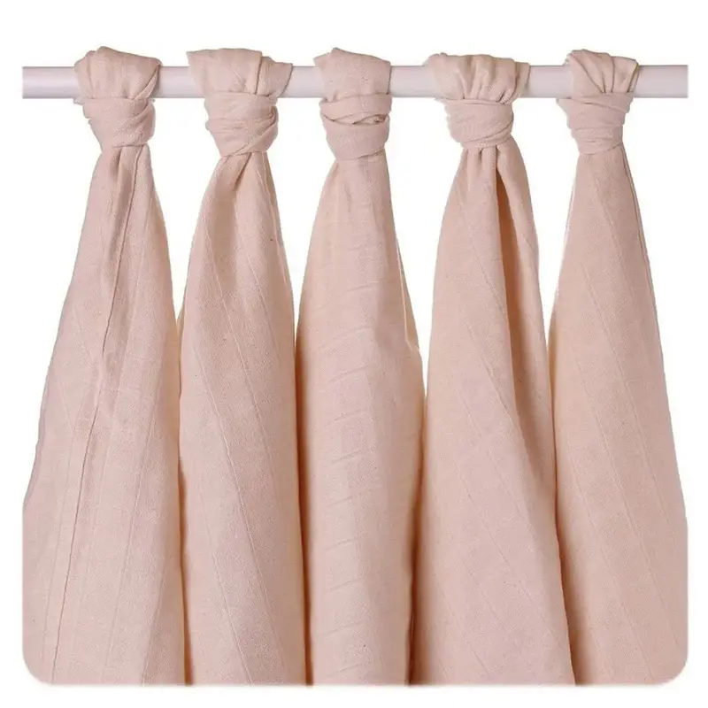 Lot de 5 langes en coton bio naturel XKKO - 70x70cm