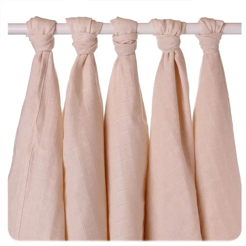 Lot de 5 langes en coton bio naturel XKKO - 80x80cm