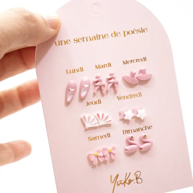 Lot de 7 boucles d'oreilles "Une semaine de poésie" - Danse - Yuko B