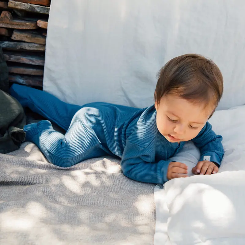 Lotte Footed Pyjama - Smoky Blue - 0m-2y