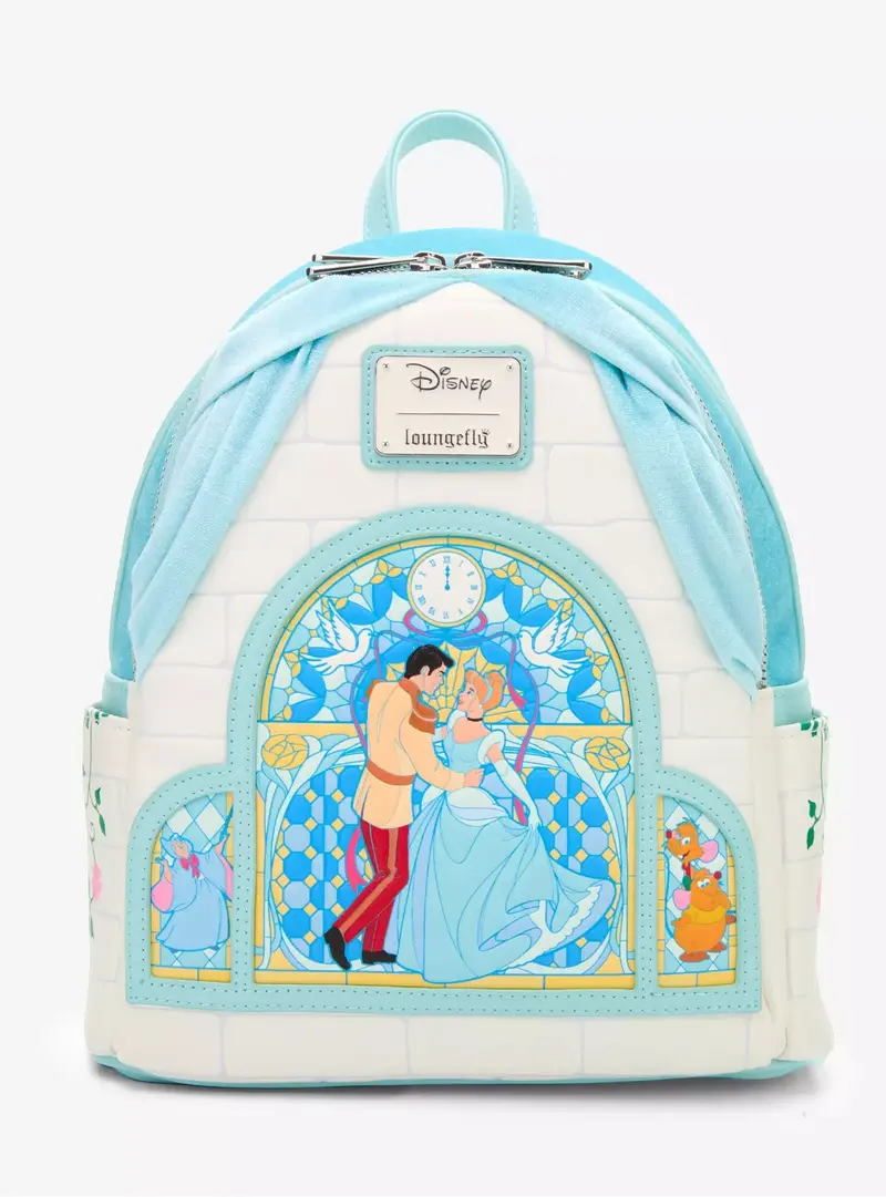 Loungefly Mini Sac à dos Cendrillon Portrait Vitrail et Velours – Import US