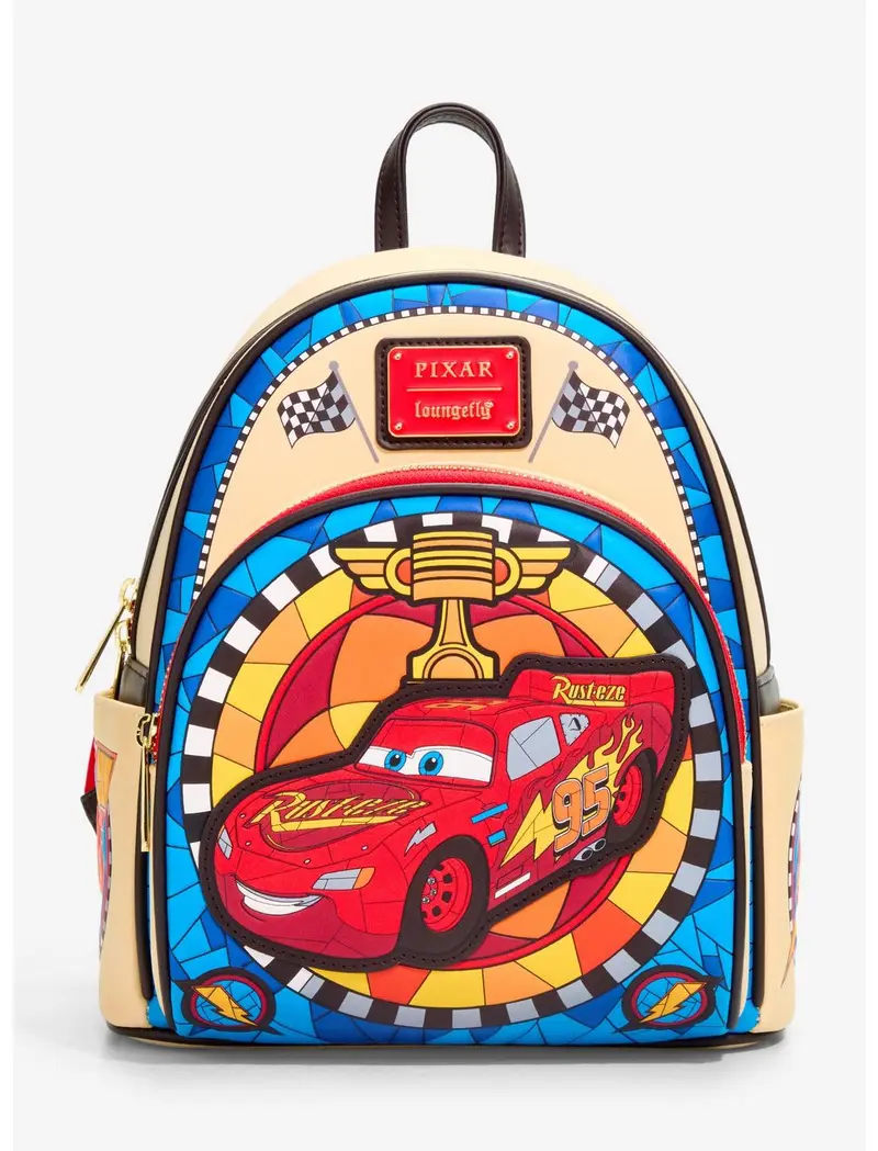 Loungefly Mini Sac à dos Disney Pixar Cars Flash McQueen Vitrail – Import US