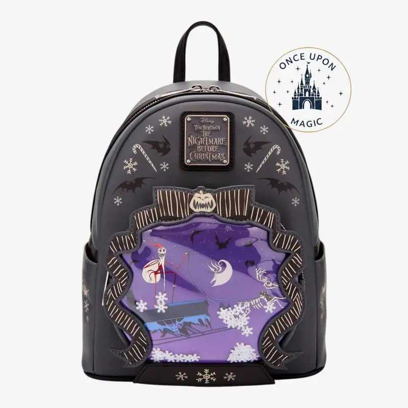 Loungefly Mini Sac à dos Nightmare Before Christmas Sleigh Ride Snow Globe Glow-in-the-Dark – Import US