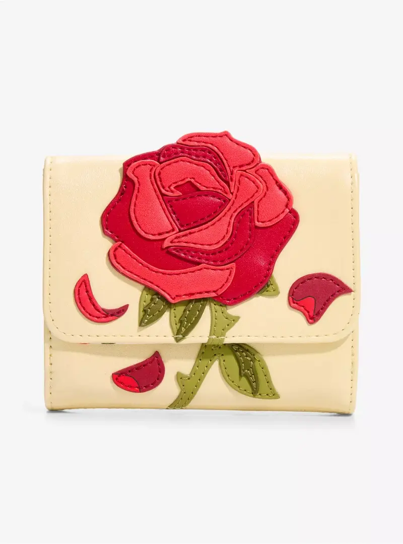 Loungefly Portefeuille Rose Enchantée Scintillant La Belle et la Bête – Import US