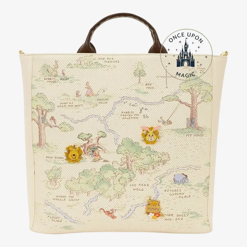 Loungefly Tote Bag Disney Winnie l'Ourson Carte de la forêt des Rêves Bleus