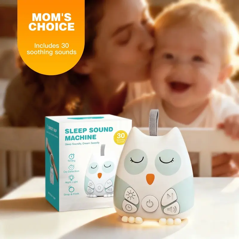 Machine à bruit blanc 30 sons Mybooni — Capteur pleurs veilleuse minuterie rechargeable
