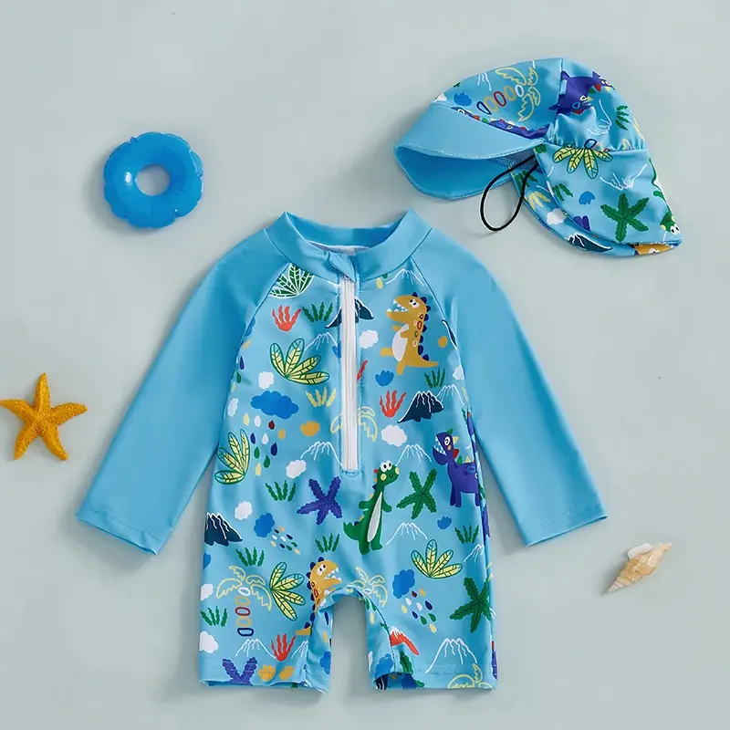 Maillot de bain anti-UV garçon requin - combinaison longue avec chapeau 0-5 ans