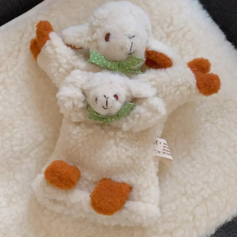Marionnette en laine vierge Maman/bébé Sassoupi - Mouton