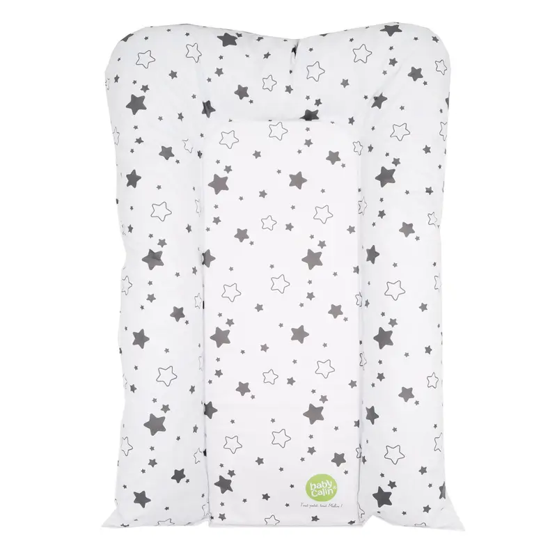 Matelas à langer bébé Flocons Étoiles Gris clair - Matelas à langer pour bébé 50x70 cm