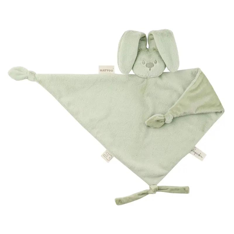 Maxi doudou bébé lapin vert tilleul – doudou naissance 65 cm