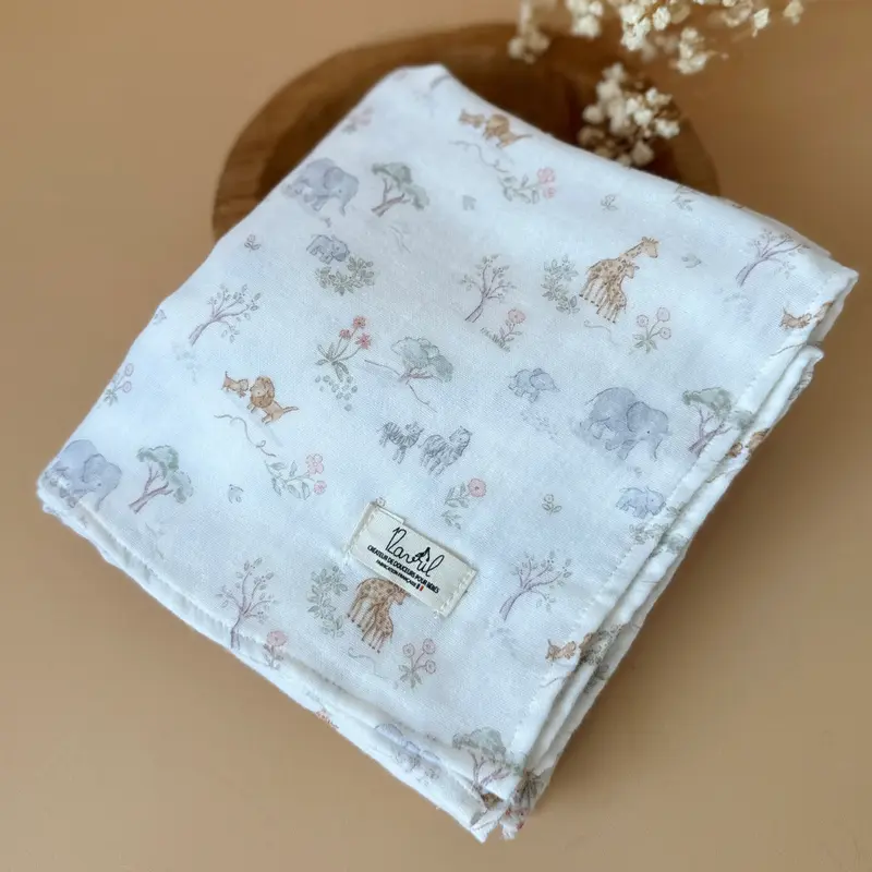 Maxi-lange en gaze de coton - Motif jungle