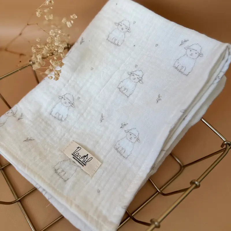 Maxi lange en gaze de coton - Motif Petits Moutons