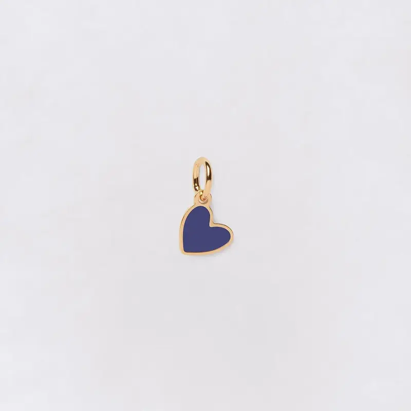 Médaillon coeur Manon émail bleu et or fin 24 carats - 7 mm - Emoi Emoi