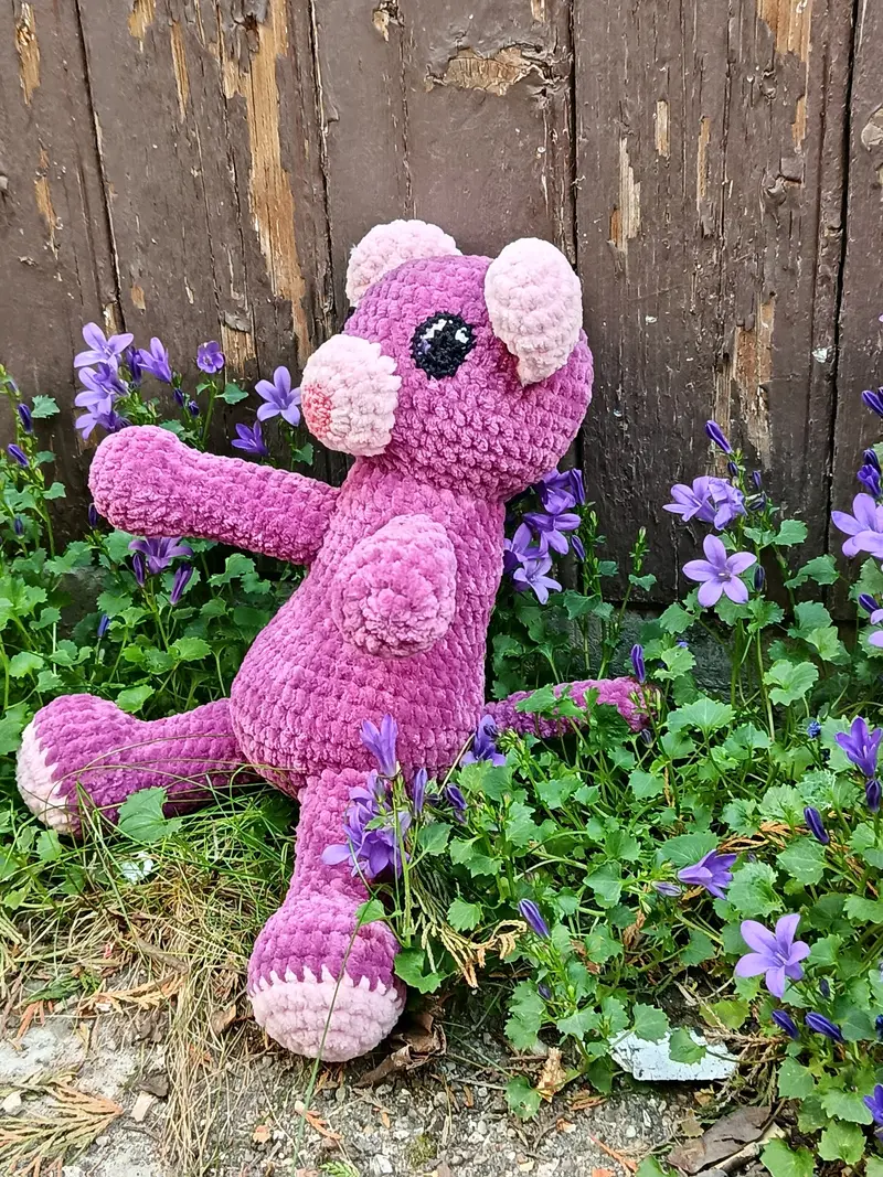 Mélodie – Souris curieuse _ fuchsia foncé et rose