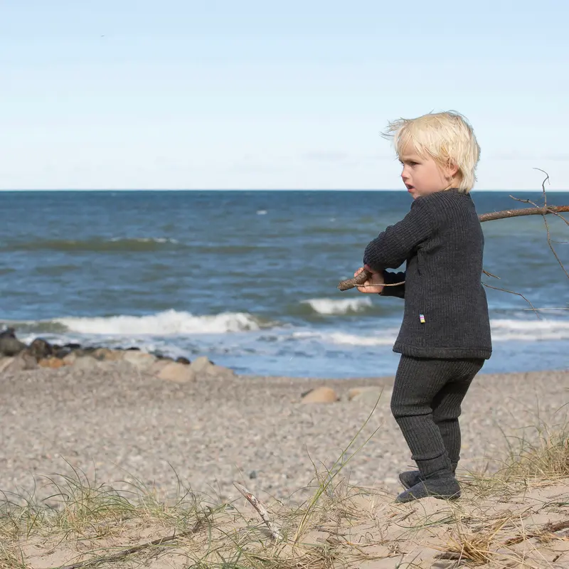 Merino Wool Chunky Sweater - Charcoal - 1m-4y