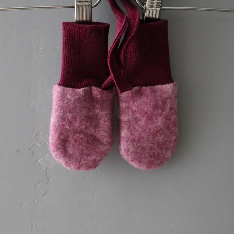 Merino Wool Fleece Baby Mittens - Berry