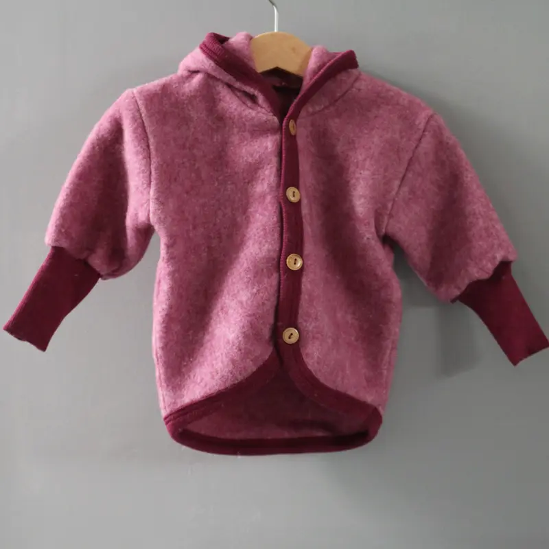 Merino Wool Fleece Jacket - Berry - 3m-4y