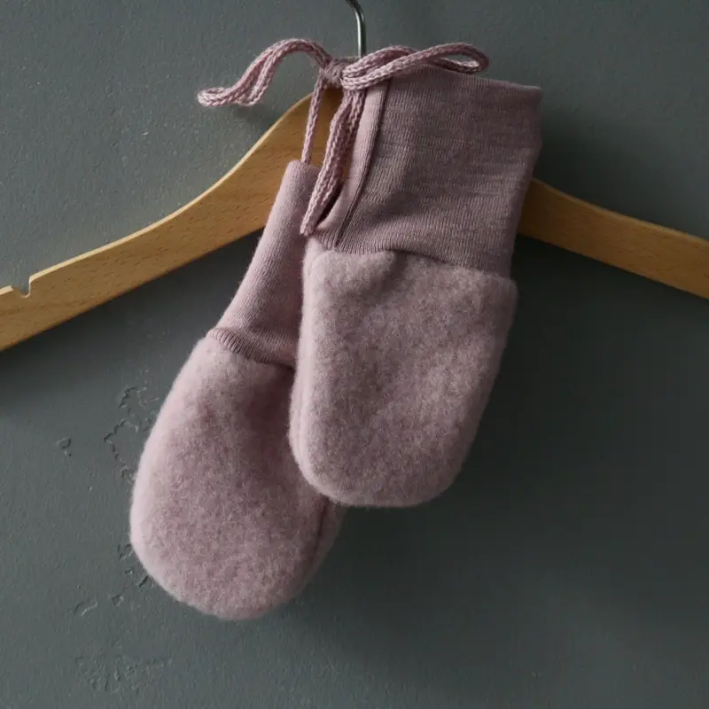 Merino Wool Fleece Mittens - Rosewood - 0-12m