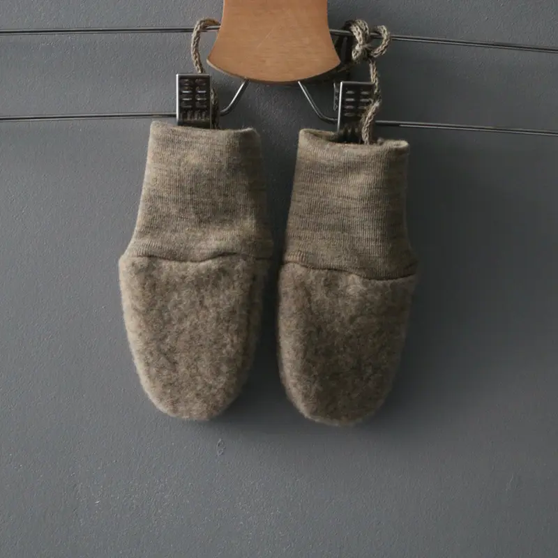 Merino Wool Fleece Mittens - Walnut Melange - 0-12m