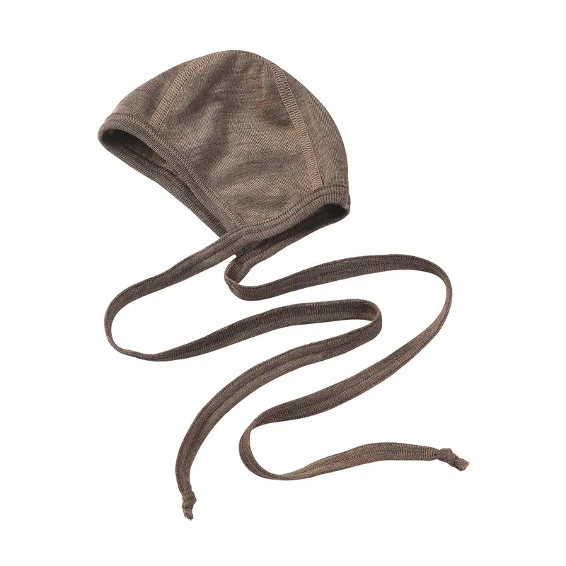 Merino Wool & Silk Baby Bonnet - Walnut - 0-12m