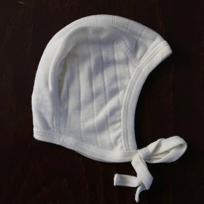 Merino Wool/ Silk Bonnet - Ecru - 4-12m