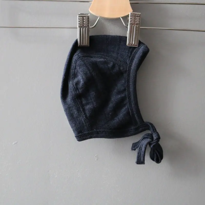Merino Wool/ Silk Bonnet - Navy - 9-12m only