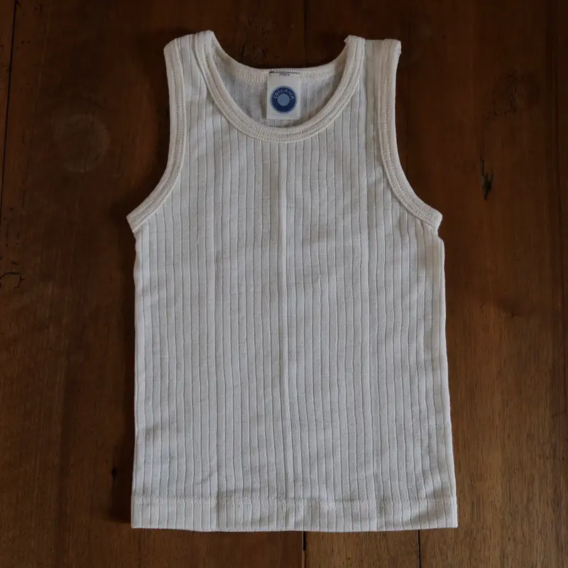 Merino Wool, Silk & Cotton Sleeveless Vest - Ecru - 13-14y only