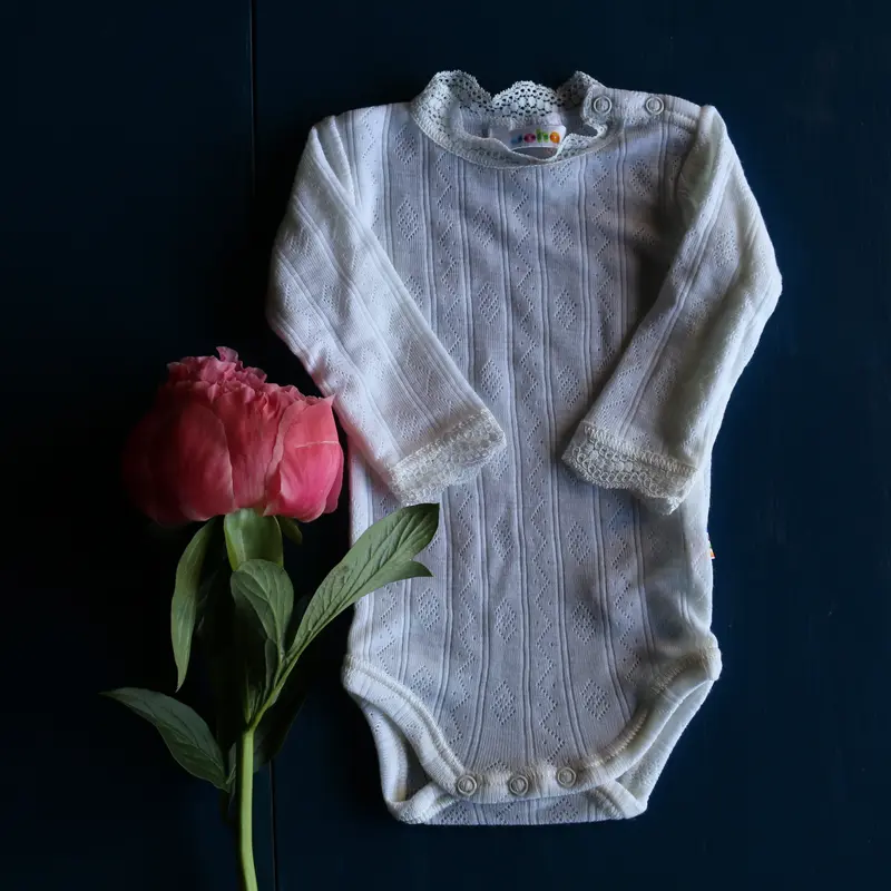 Merino Wool/ Silk Laces Body - White - 3-4y only