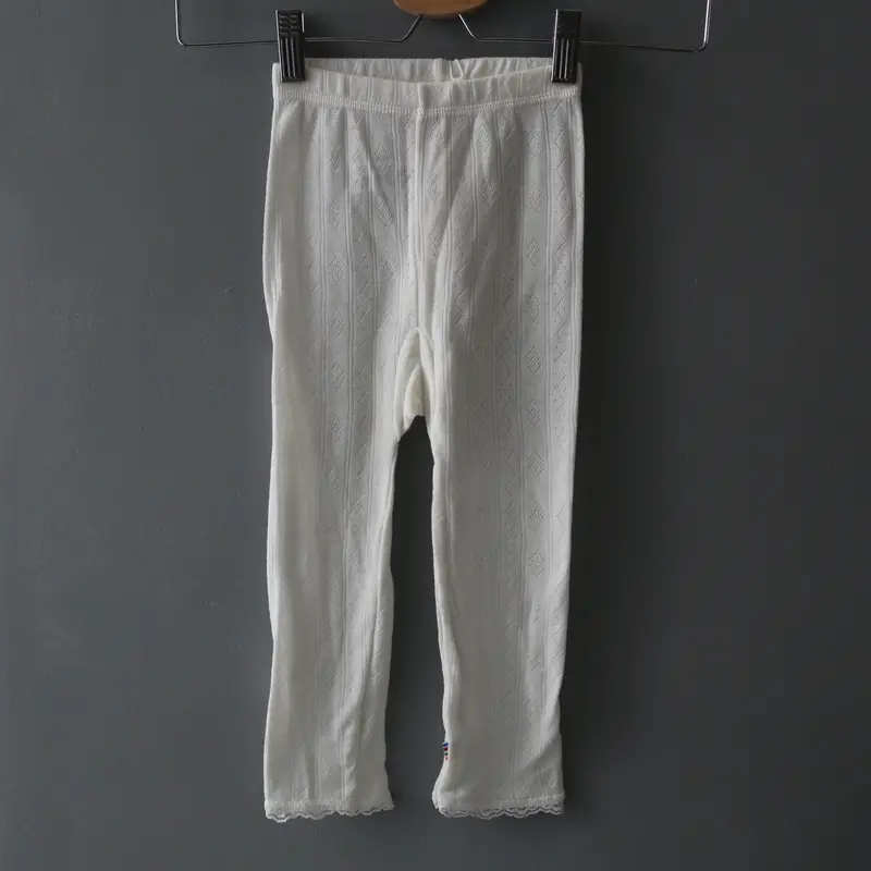 Merino Wool/Silk Leggings with Laces - White - 1-7y
