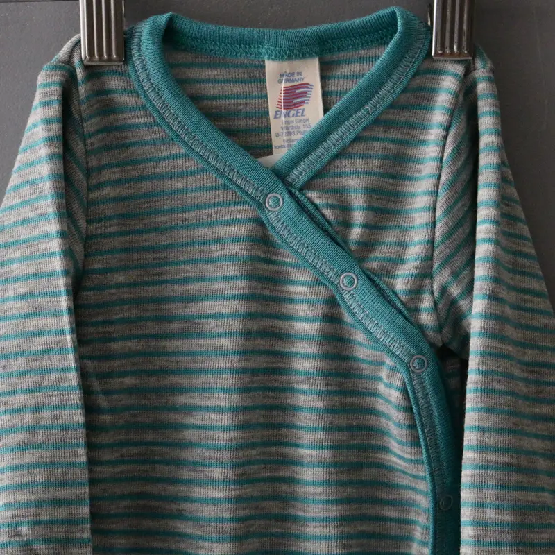 Merino Wool & Silk Wrap Body - Grey Melange/Glacier - 6-12m only