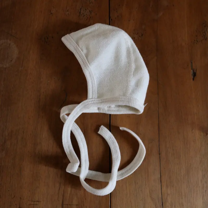 Merino Wool Terry Baby Bonnet - Ecru - 0-18m