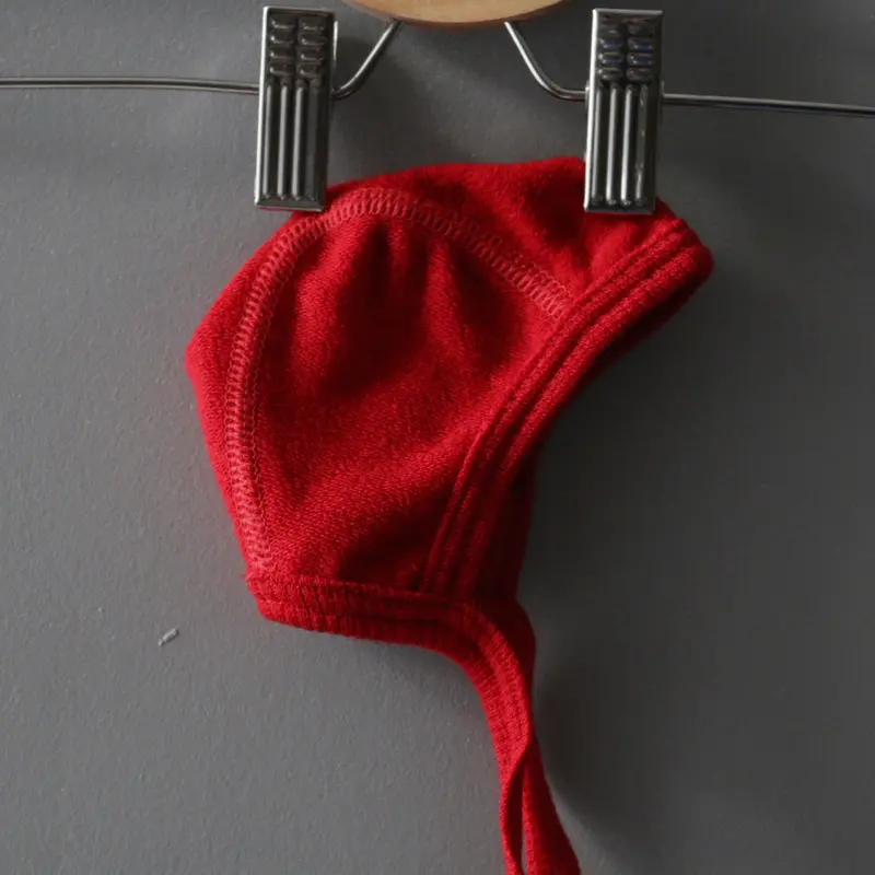 Merino Wool Terry Baby Bonnet - Red - 0-18m