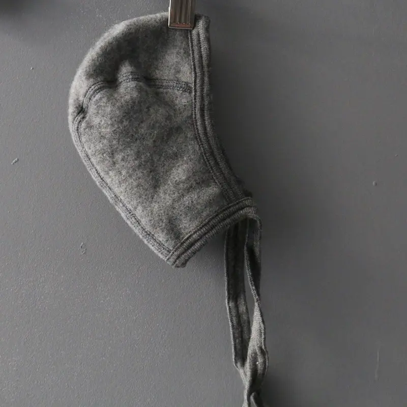 Merino Wool Terry Plush Bonnet - Slate - 0-9m