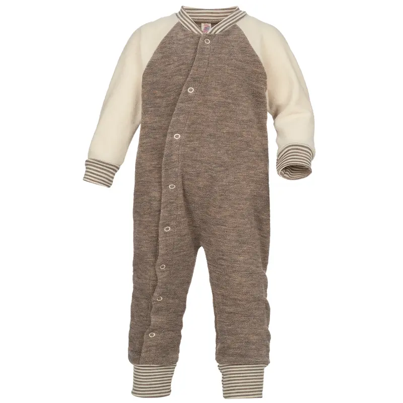 Merino Wool Terry Pyjama - Natural/Walnut - 0m-2y