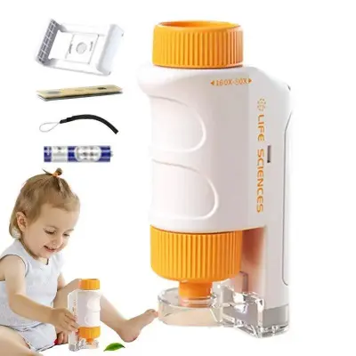 Microscope de Poche pour Enfant | Grossissement 60x | Éclairage LED