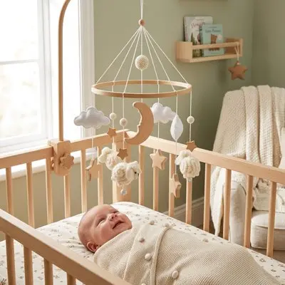 Mobile bébé nuage | Moutons & lune apaisante